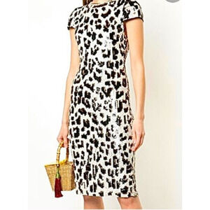 Alice + Olivia Nat Sequin Leopard Midi Dress Women's Size 4 Party Vegas